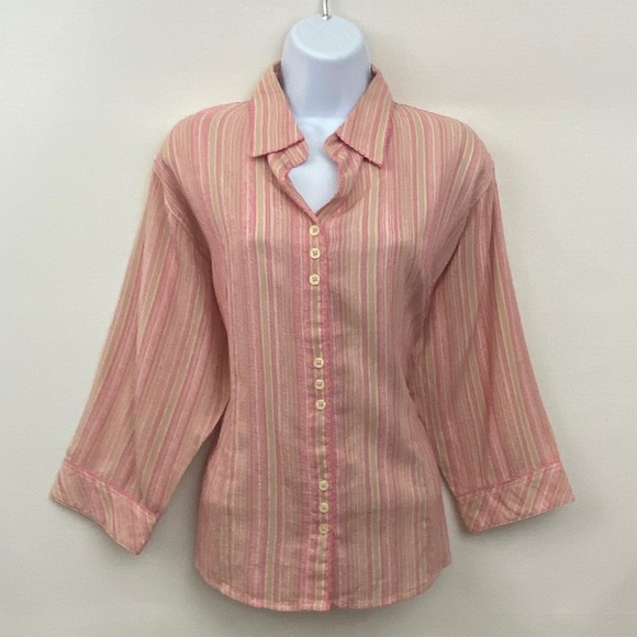 Maggie & Max Tops - 🎉3/$20 Maggie & Max Striped Blouse Sz L R-66
